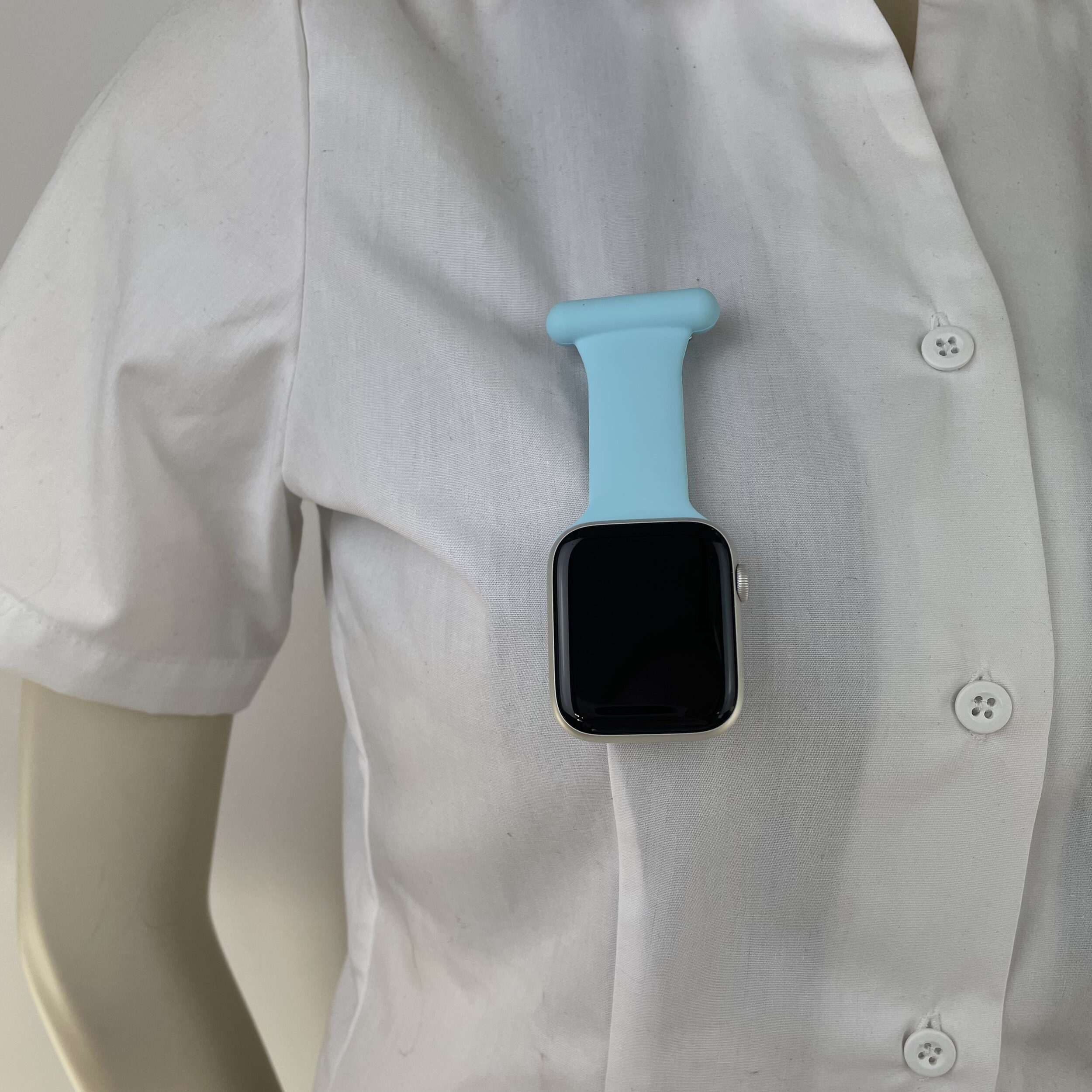 Ljusblå silikon sjuksköterskeband för Apple Watch
