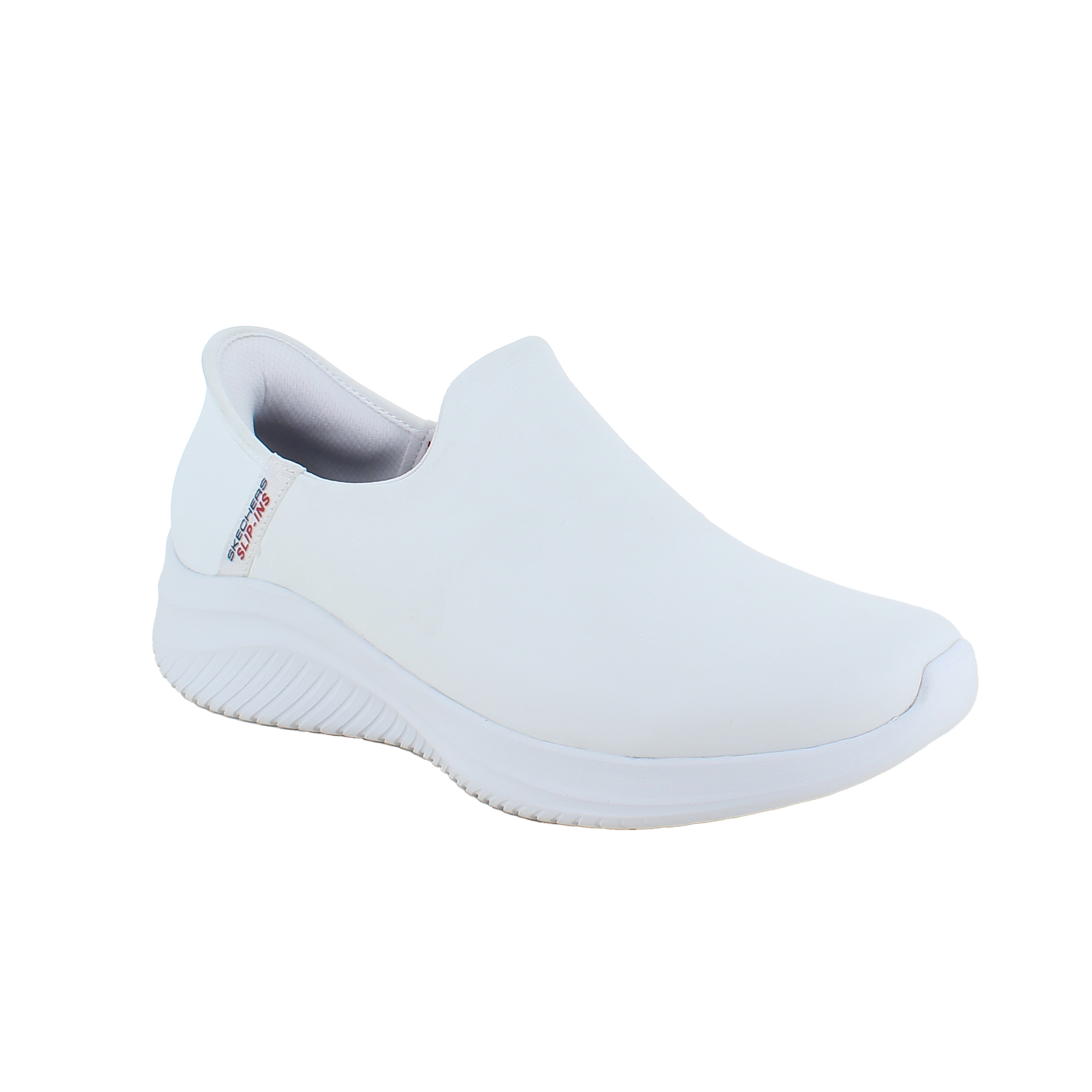 Vit skinn slip-in sko från Skechers.