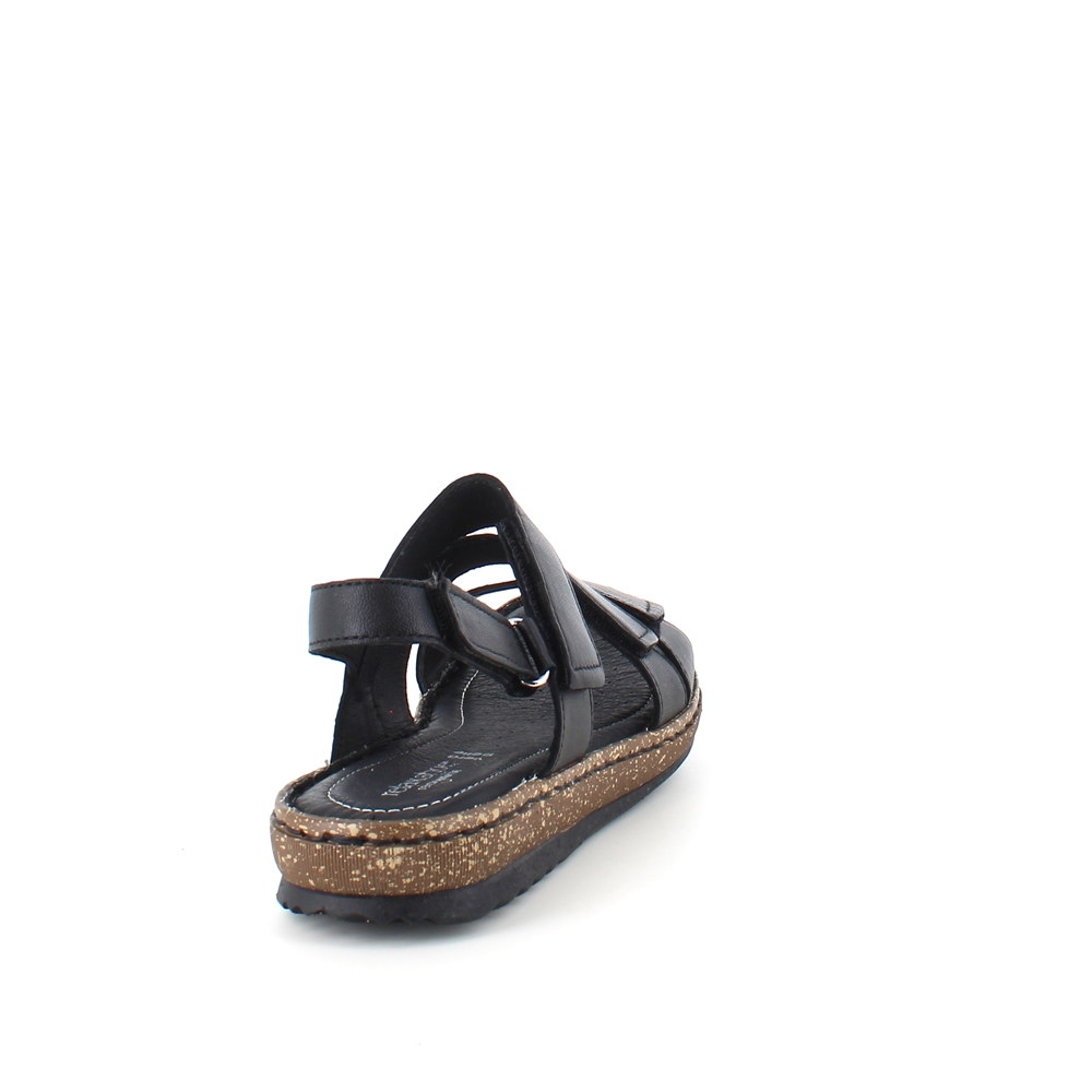 Svart lädersandal med fyra justerbara remmar från Relaxshoe.