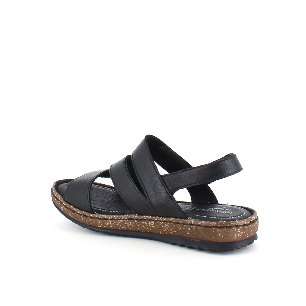 Svart lädersandal med fyra justerbara remmar från Relaxshoe.