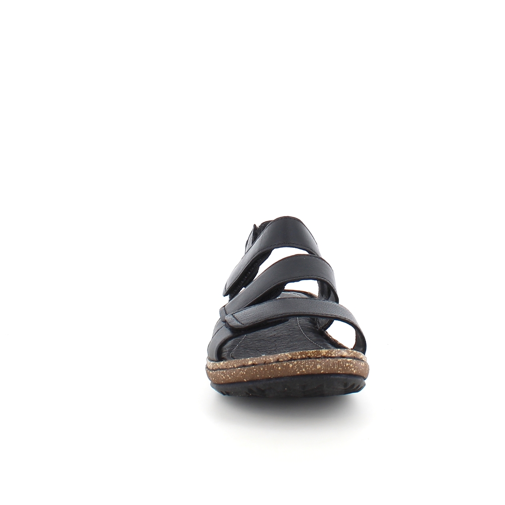 Svart lädersandal med fyra justerbara remmar från Relaxshoe.