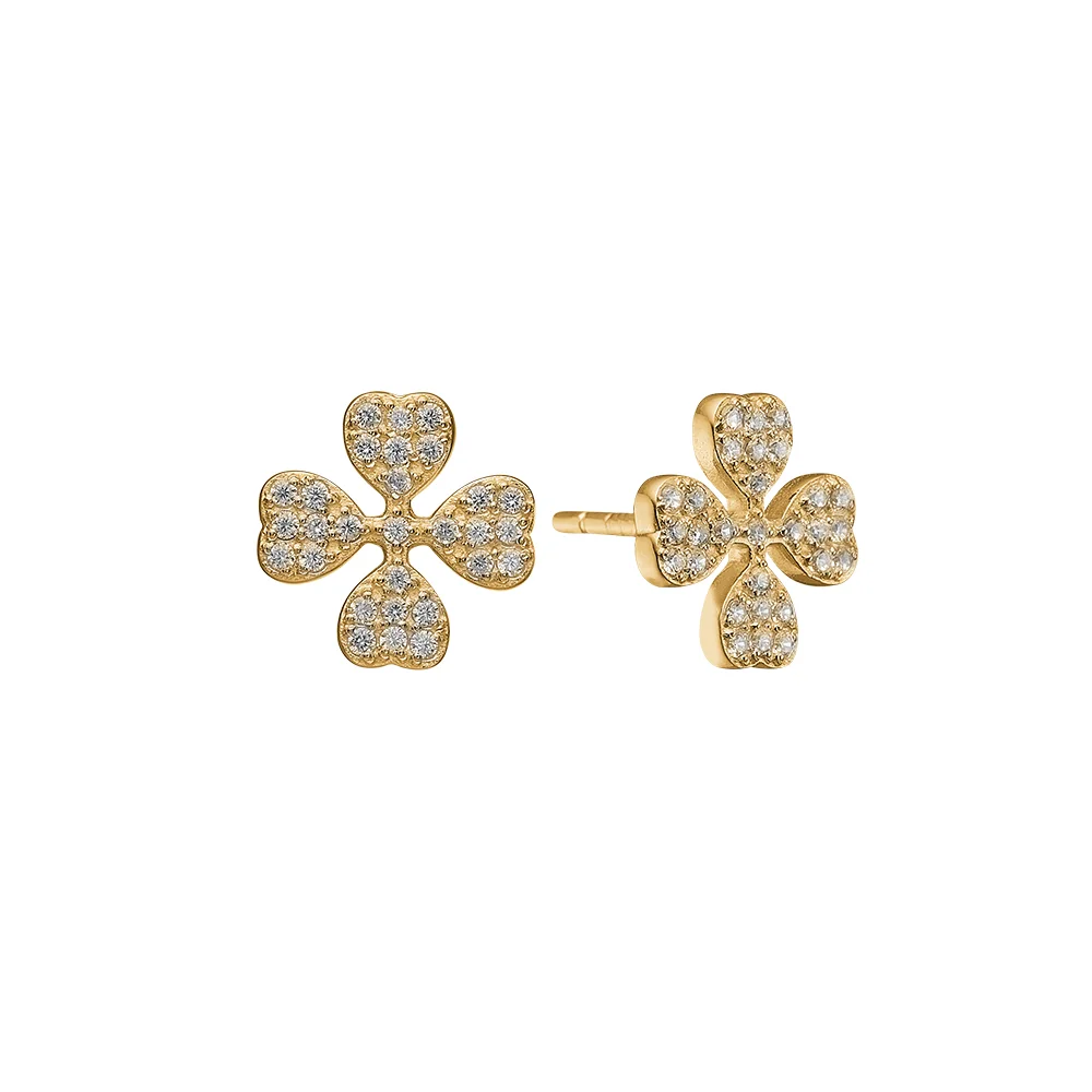 Kloverörhängen med små zirconer