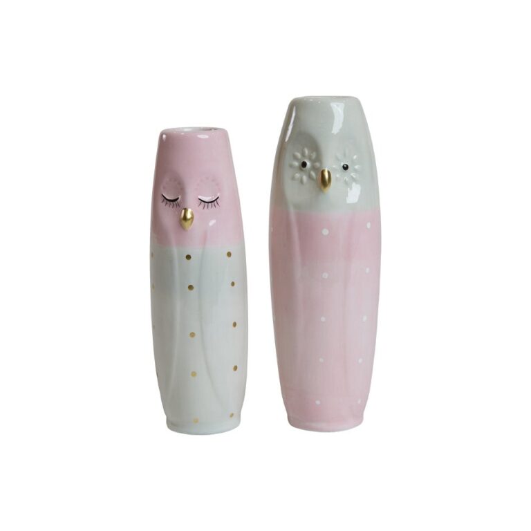 Pastell kloka ugglor, porslinsfigurer 17 cm