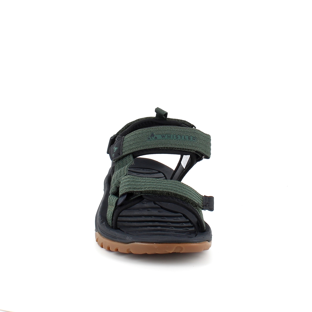 Grön sportig sandal med tre reglerbara remmar