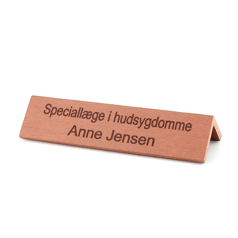 Skrivbordsskylt i teakträlook