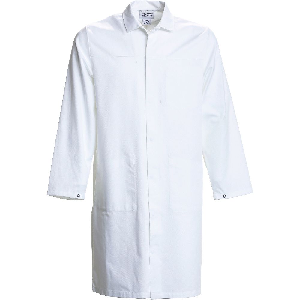 Nybo Vit Unisex HACCP Rock, Justerbar Ärme, Slitstark