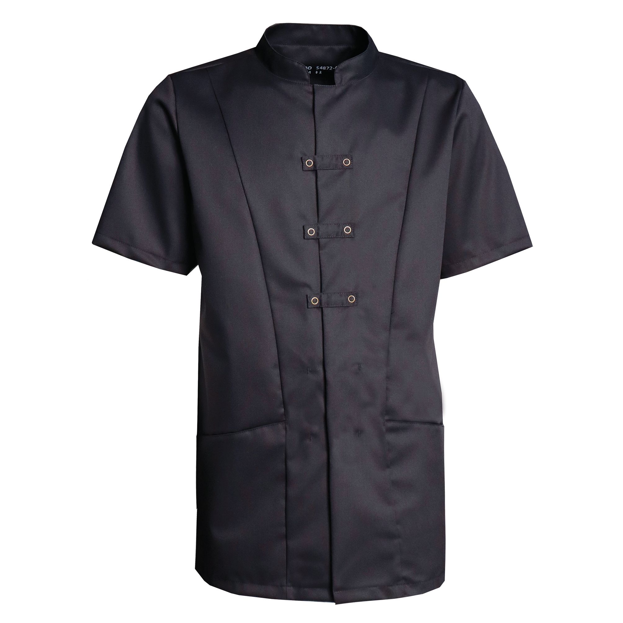 Nybo Svart Unisex Wellness Skjorta, Kortärmad, Stretch, Slitsar