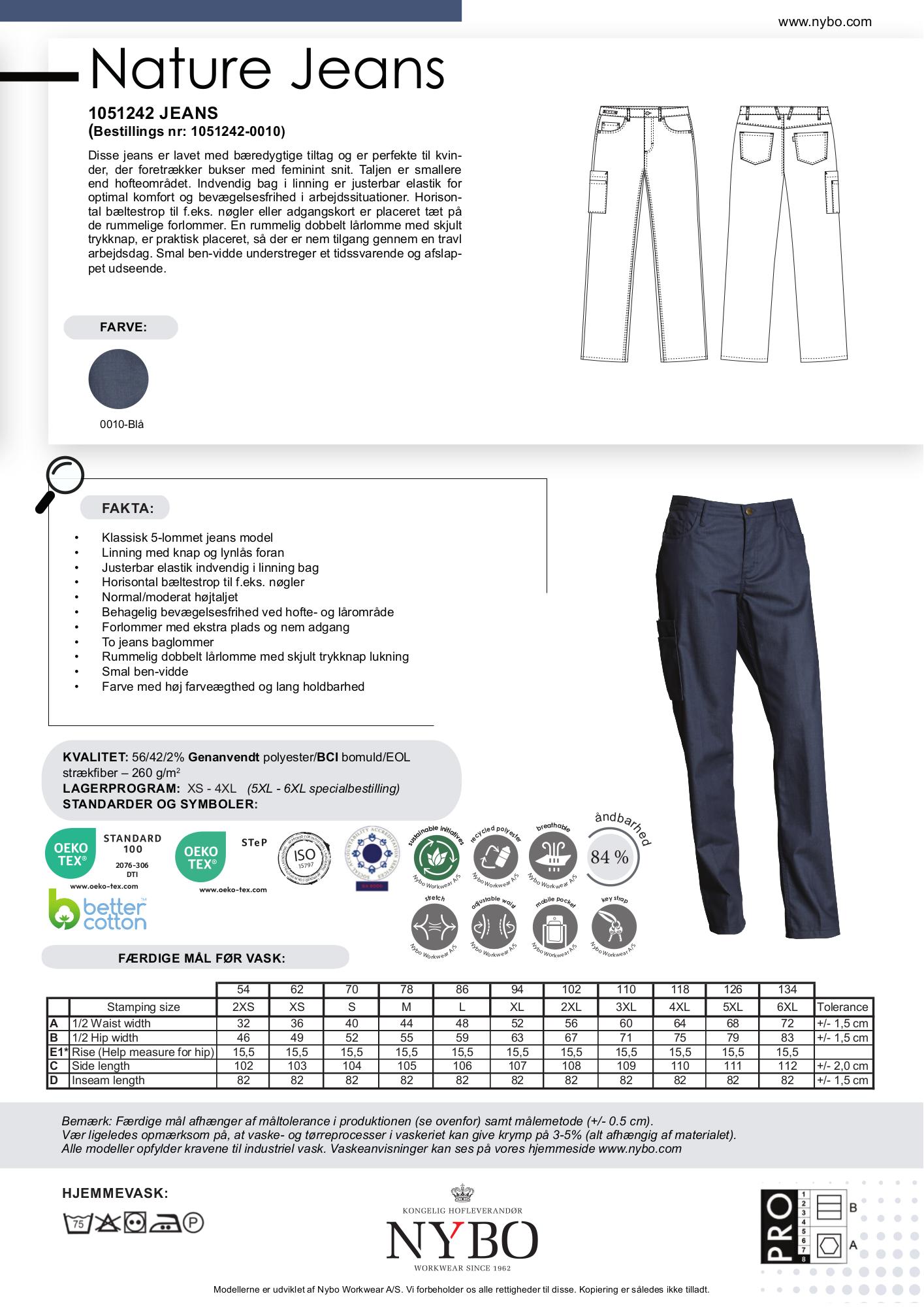 Nybo Blå Dam Nature Jeans, Justerbar Elastik, Smal Ben