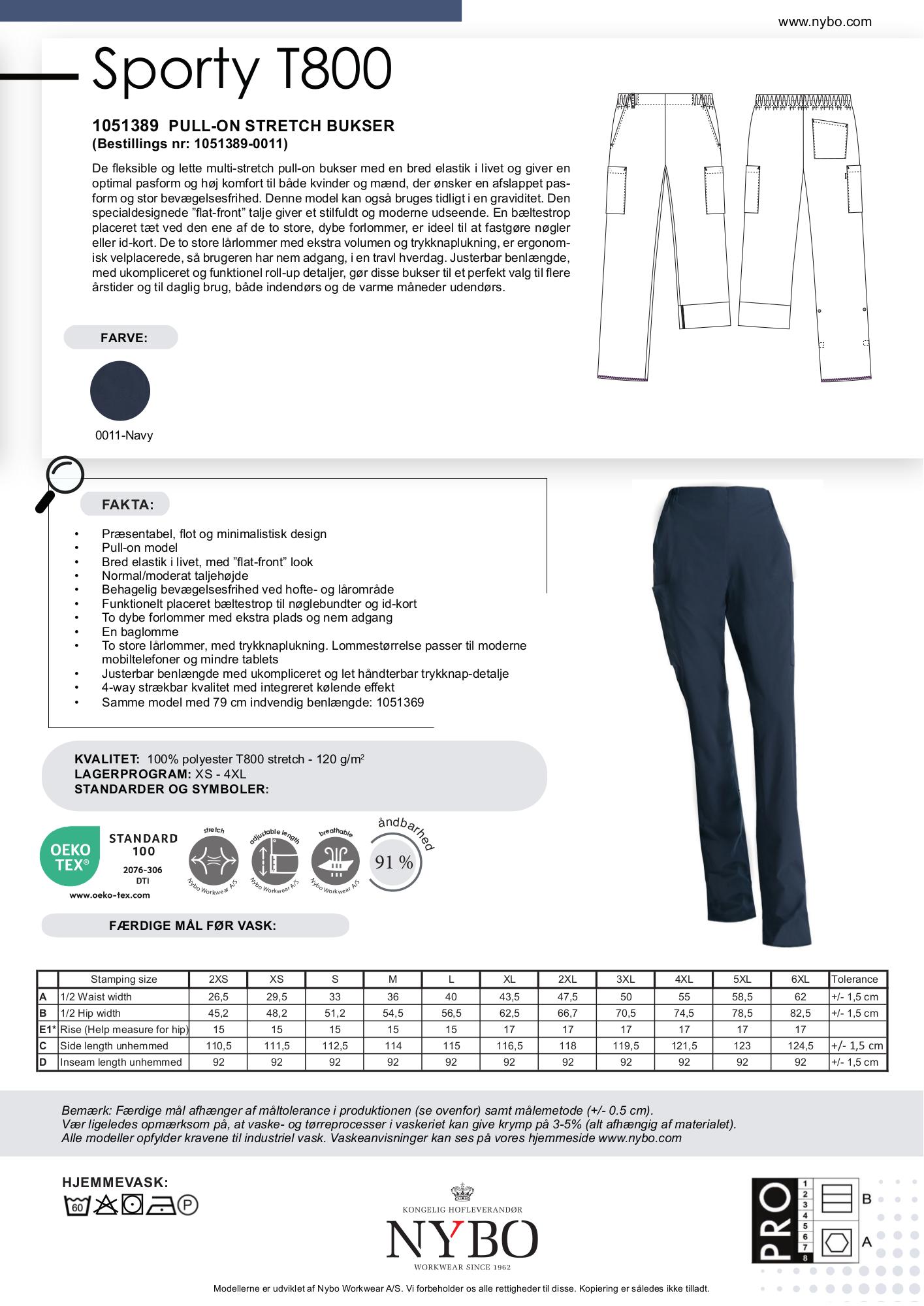 Nybo Navy Unisex Sporty T800 Byxor, Pull-on, Stretch, Justerbar Längd