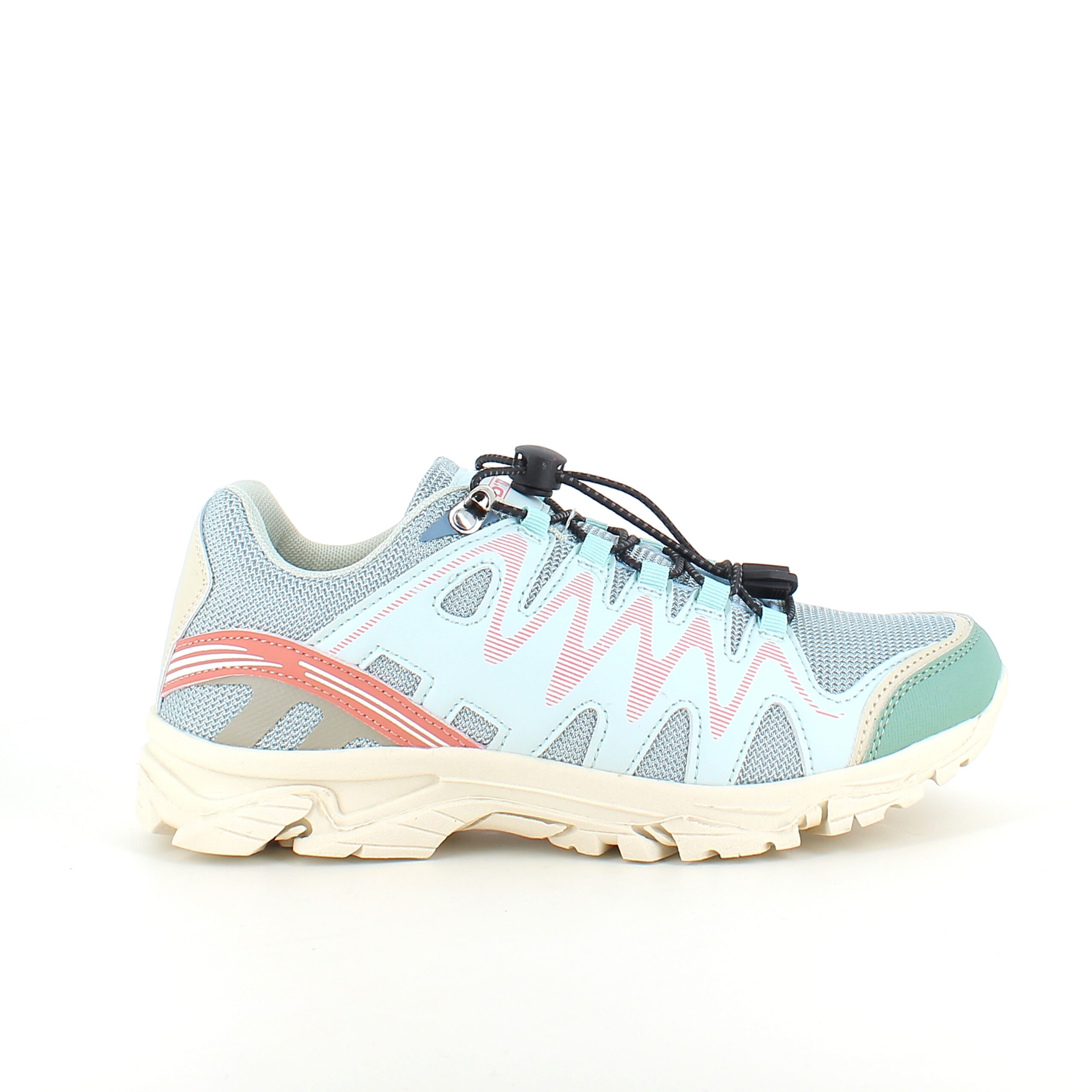 Flexibla blå sneakers med elastiska skosnören.