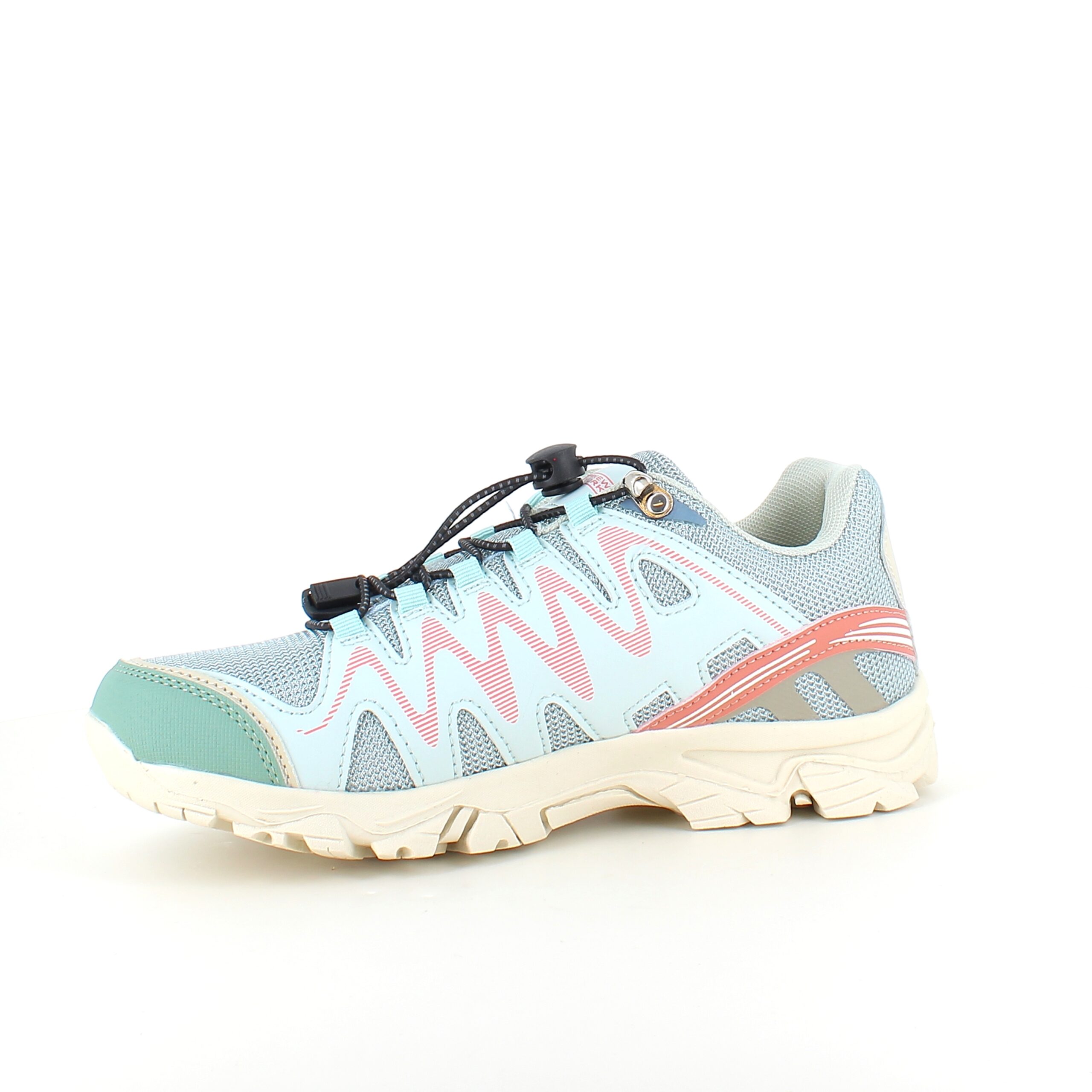 Flexibla blå sneakers med elastiska skosnören.