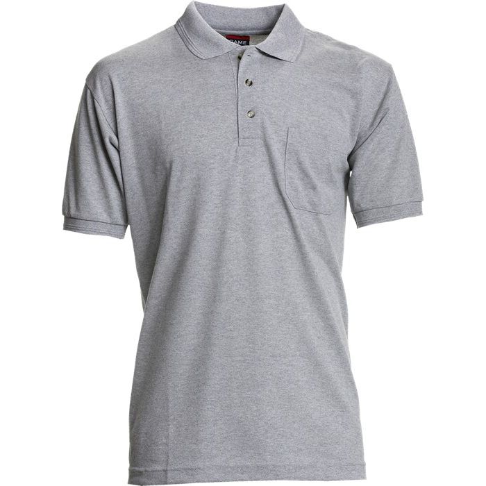 Nybo Grå Melange Herr Basic Polo T-shirt, Slitstark, Bröstficka