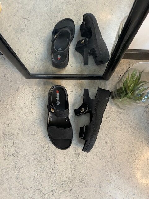 Svart sandal med två justerbara remmar