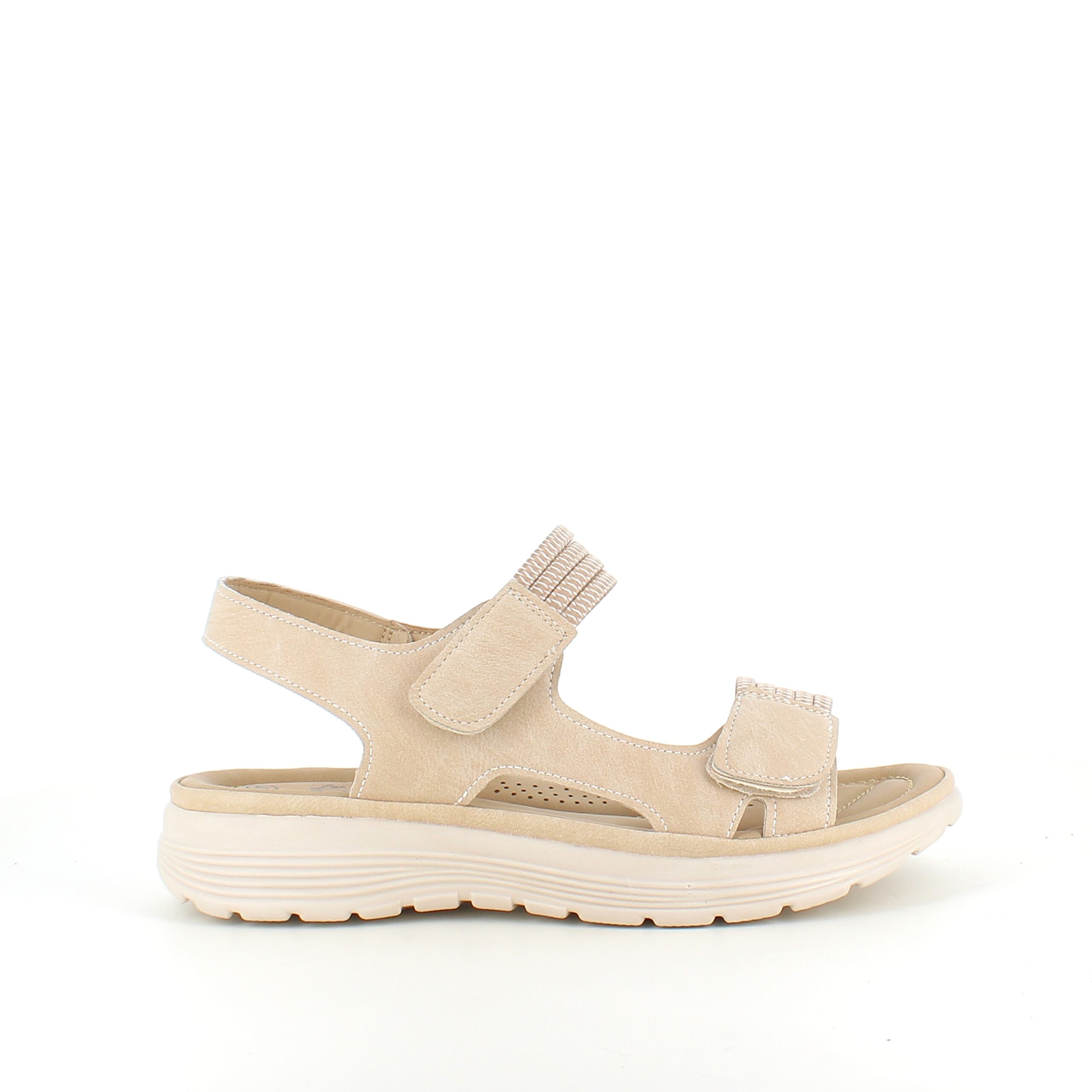 Beige komfortsandal med resår och kardborre - stiligt stöd hela dagen