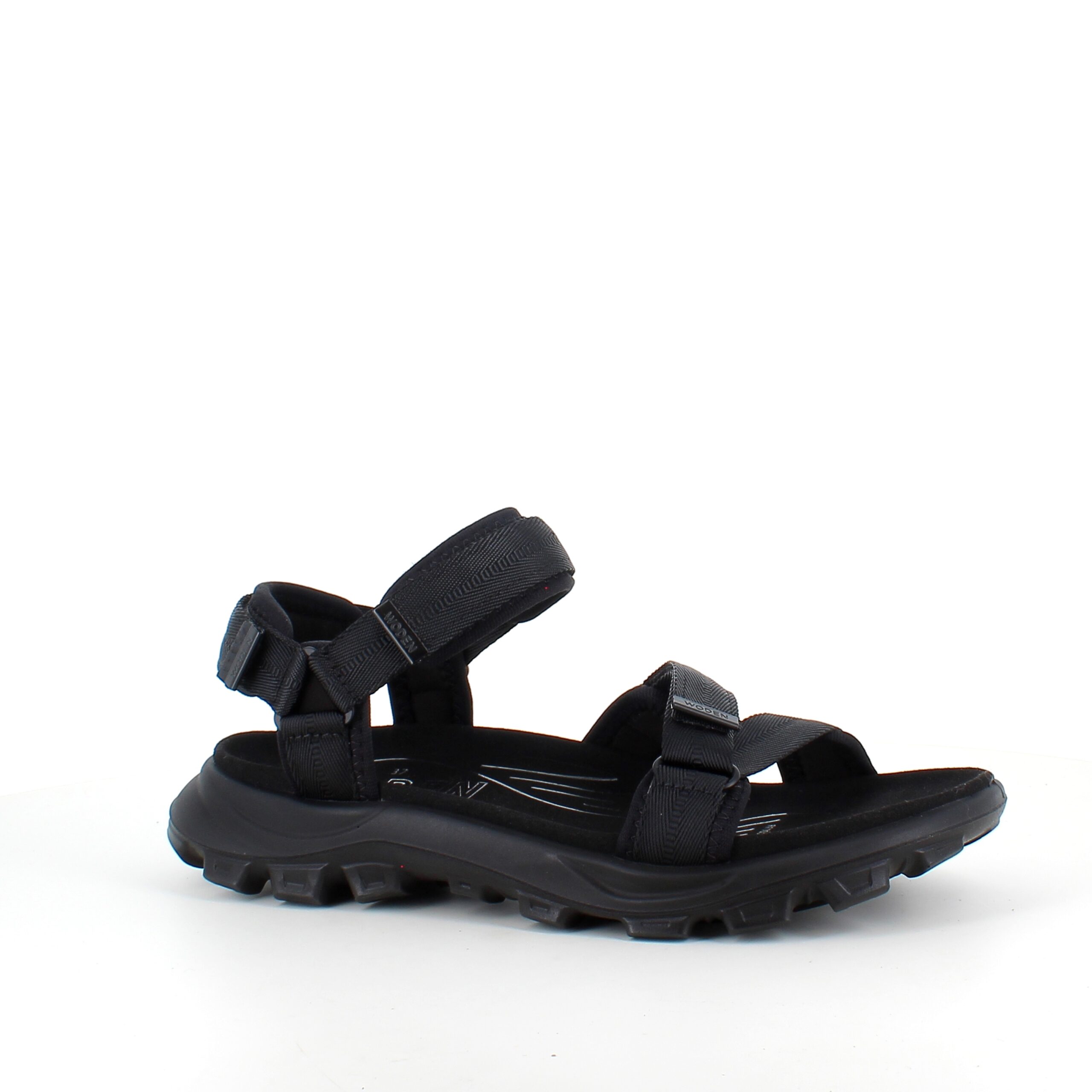 Svart Woden-sandal med bra hålfotsstöd