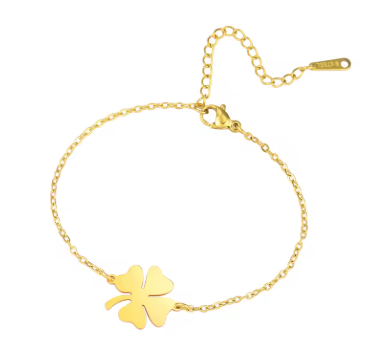 Elegant fyrklöverarmband i rostfritt stål – symbol på tur och stil
